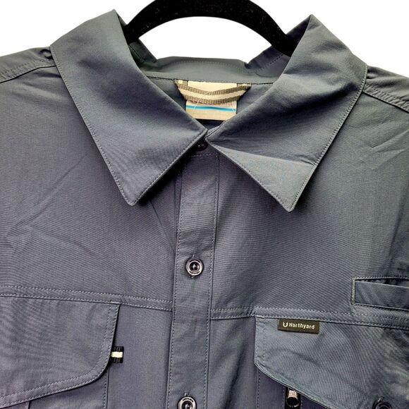 Northyard Men Button Front Shirt Blue Long Sleeve Vented Fishing Hiking X-Large - Picture 5 of 12